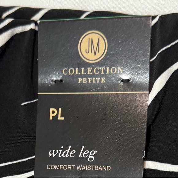 JM Collection Women Printed Wide Leg Pull On Knit Pants Black White Size LP - Picture 5 of 9